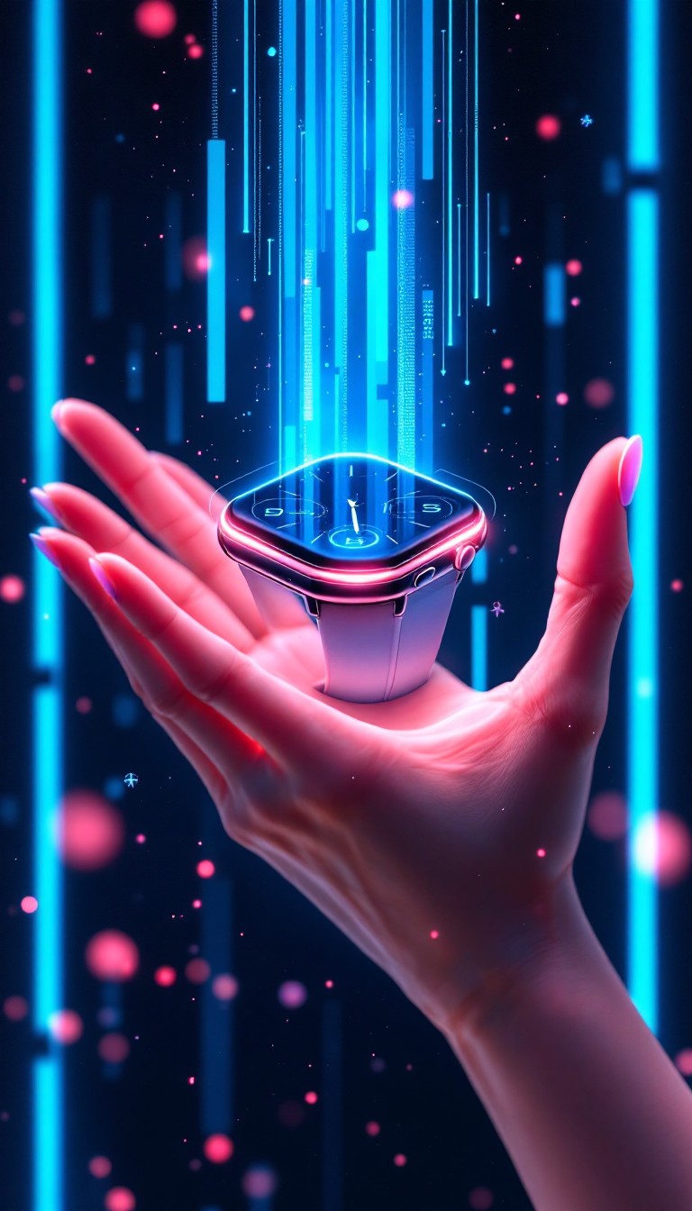 Free Floating Digital Watch Image - Smartwatch, Cyberpunk, Holographic ...