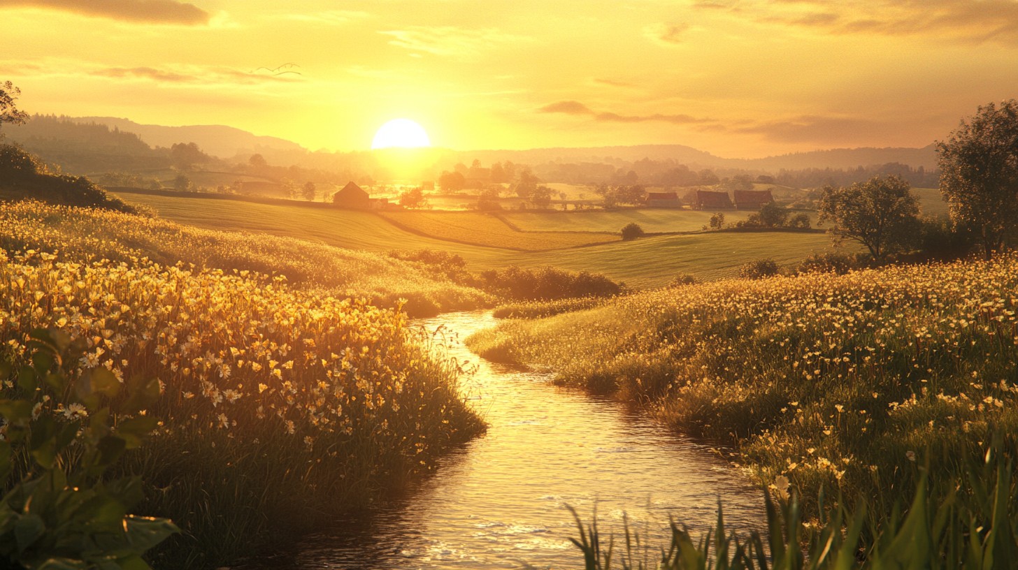 Free Sunset over river Image - Sunset, River, Meadows | Download at ...