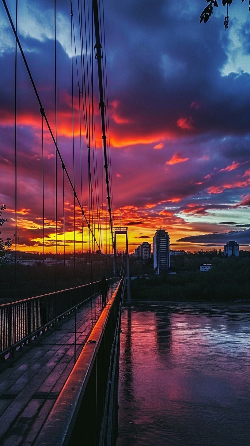 Free Sunset Bridge View Image - Sunset, Bridge, River | Download at ...