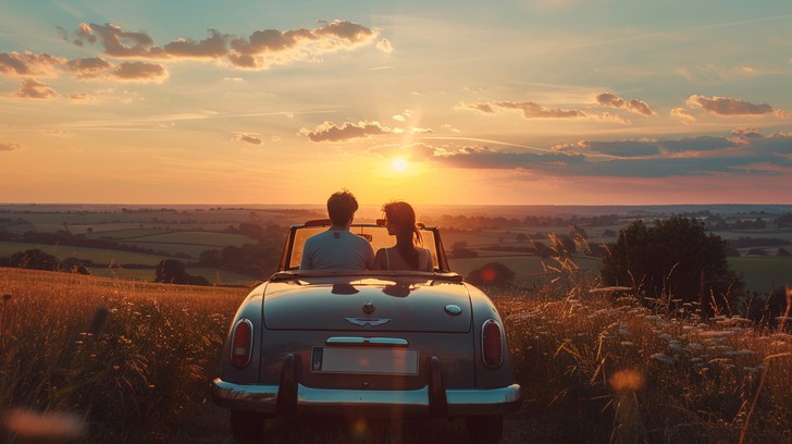 Free Sunset Road Trip Image - Sunset, Couple, Car | Download at StockCake
