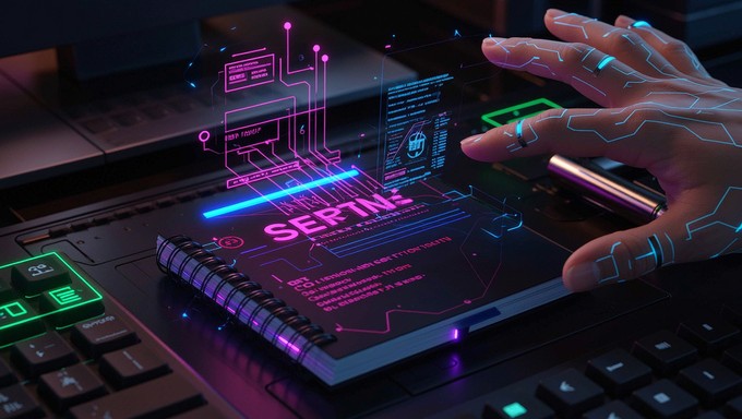Free Digital Notepad Transformation Photo - Cyberpunk, Holographic ...