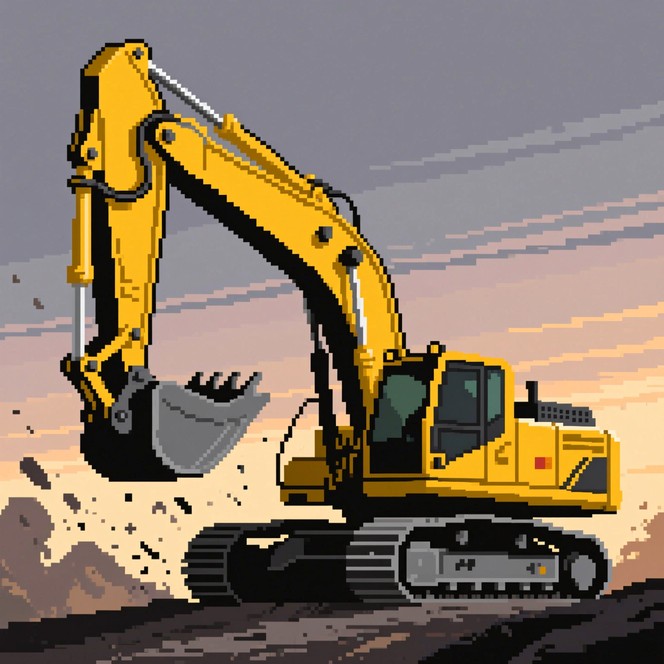 Free Pixel Excavator Digging Image | Download at StockCake