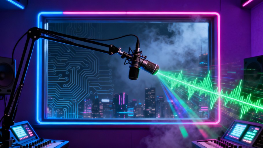 Neon Podcast Roo Free Neon Podcast Setup Image - Microphone, Neon, Cyberpunk | Download ...