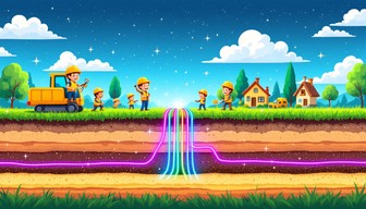 Cartoon Cabling Works Free Magical Cable Installation Image - Illustration, Children ...