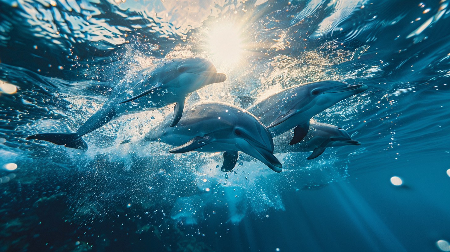Middle Dolphin Free Dolphins Underwater Play Image - Dolphins, Ocean, Underwater ...