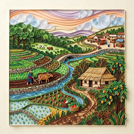 Papercraft Rural Area Making Diy Free Rural Farming Artistry Image - Quilling, Papercraft, Farming ...