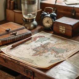 Free Vintage Map Display Image - Vintage, Map, Desk | Download at StockCake