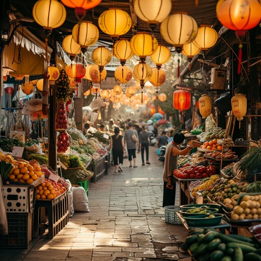 Free Bustling Market Scene Image - Market, Lanterns, Sunlight ...