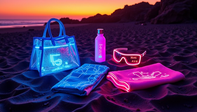 Free Neon Beach Essentials Image - Futuristic, Neon, Beach | Download ...