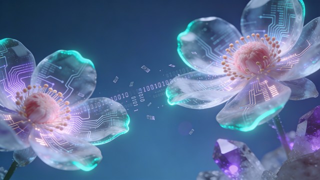 Free Glowing Circuit Blossoms Image - Digital, Flower, Holographic ...