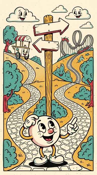 Download Retro Cartoon Crossroads Image - Cartoon, Illustration, Retro ...
