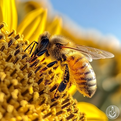 Free Bee on Sunflower Image - Bee, Sunflower, Pollen | Download at ...