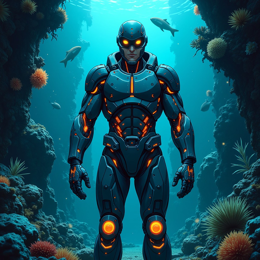 Free Aquatic Cyber Warrior Image - Cybernetic, Underwater, Soldier ...