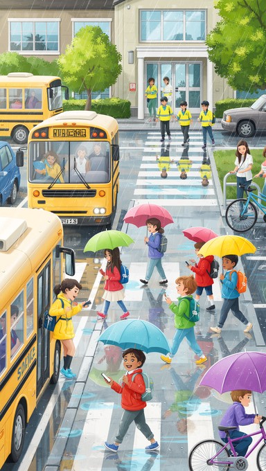 Free Rainy School Morning Image - School, Rain, Students | Download at ...