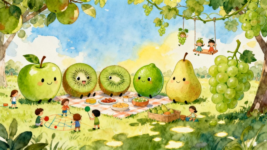 Free Green Fruit Friends Image - Apple, Kiwi, Lime | Download at StockCake