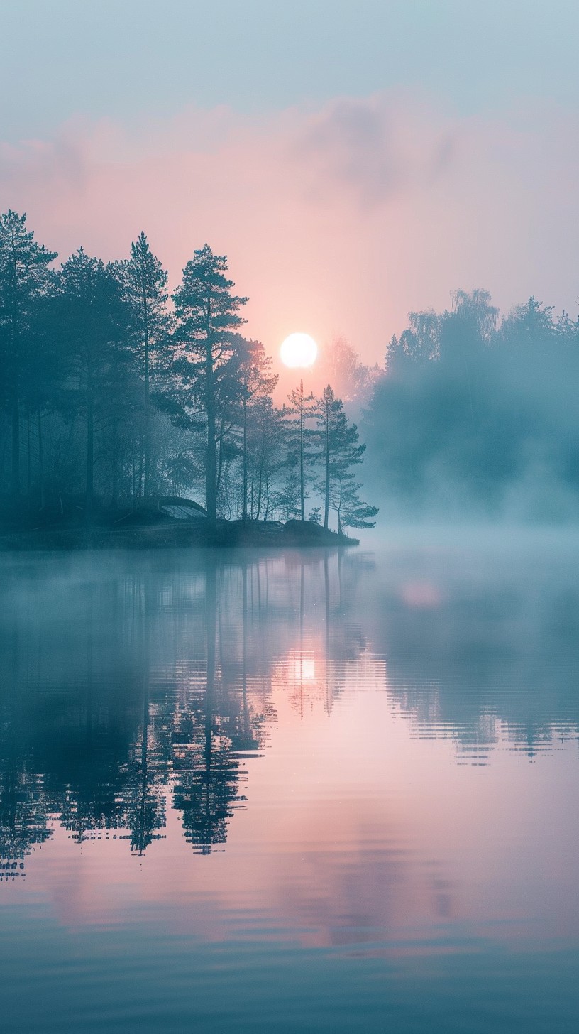 Free Misty Lake Sunrise Image - Sunrise, Mist, Lake | Download at StockCake