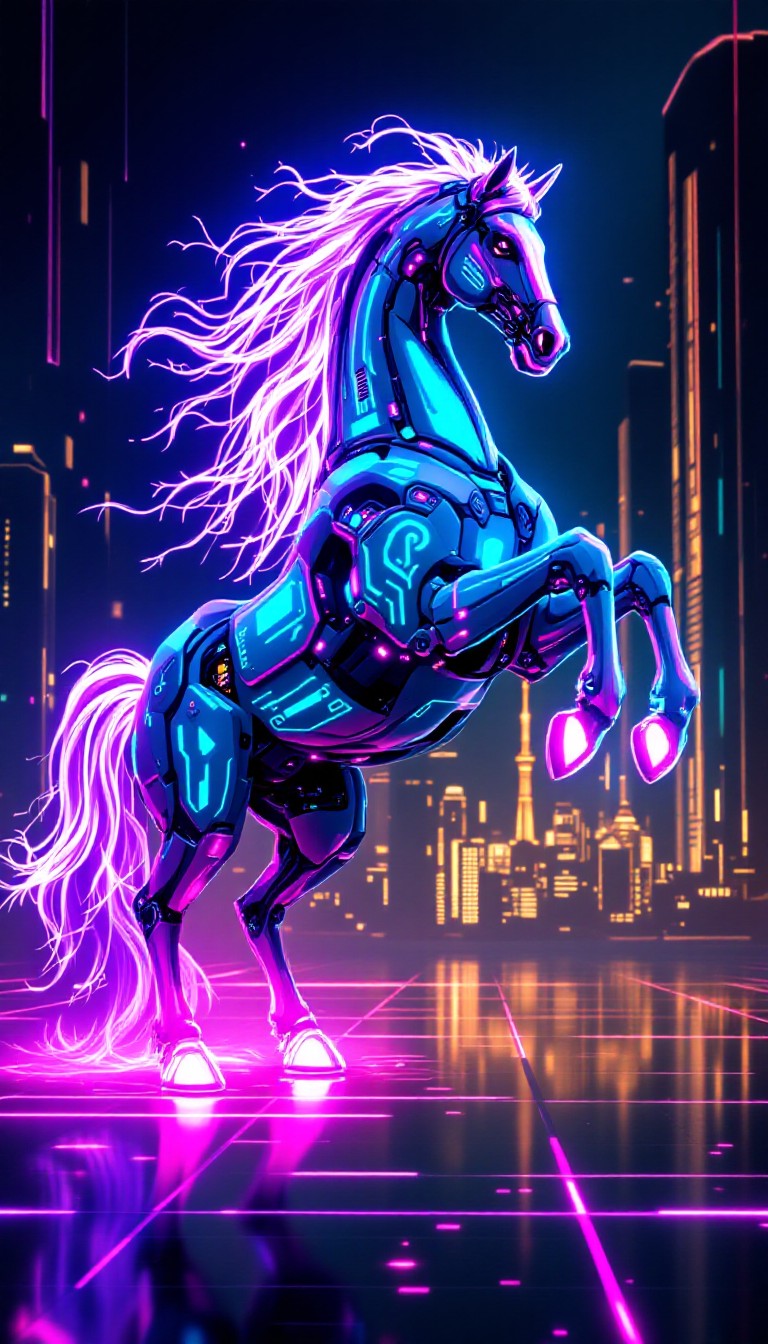 Free Neon Horse Rising Image - Cyberpunk, Horse, Neon | Download at ...