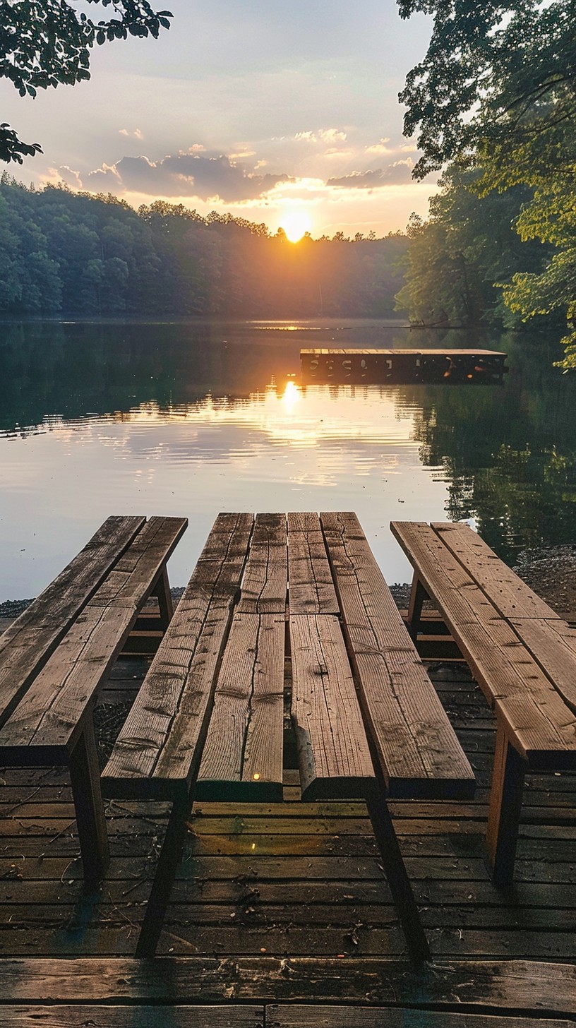 Free Sunset Lake View Image - Sunset, Lake, Wooden | Download at StockCake