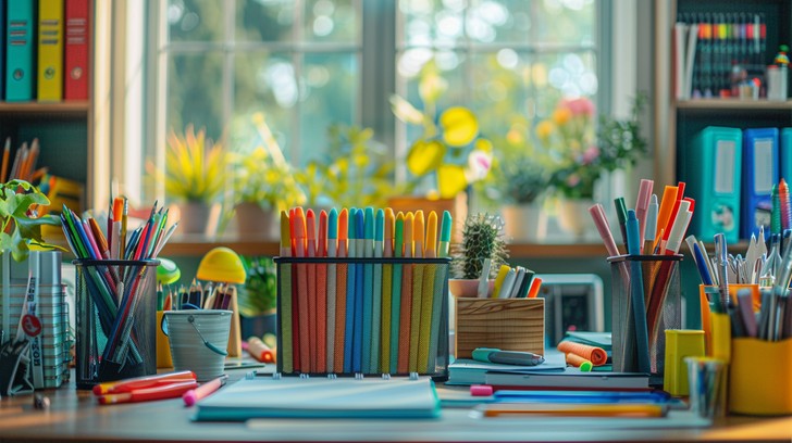 Free Creative Desk Setup Image - Stationery, Creativity, Workspace ...