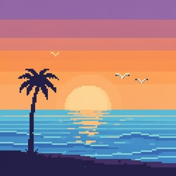 Free Pixel Sunset Paradise Image - Sunset, Beach, Pixel | Download at ...