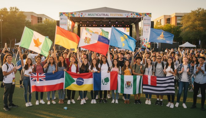 Free Global Unity Celebration Image - Multicultural, Students, Flags ...