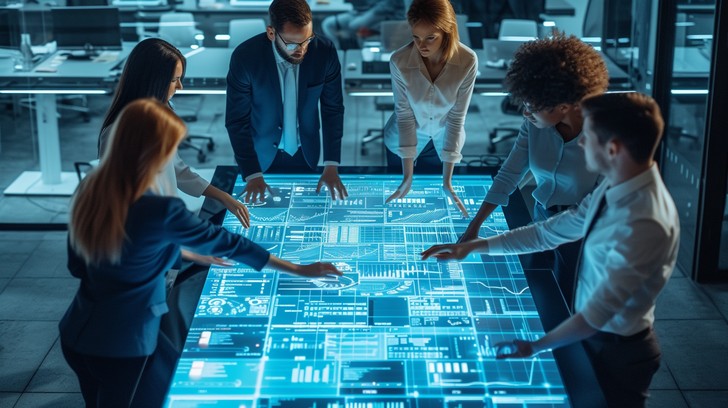 Free Team Analyzing Blueprint Image - Teamwork, Analysis, Technology ...