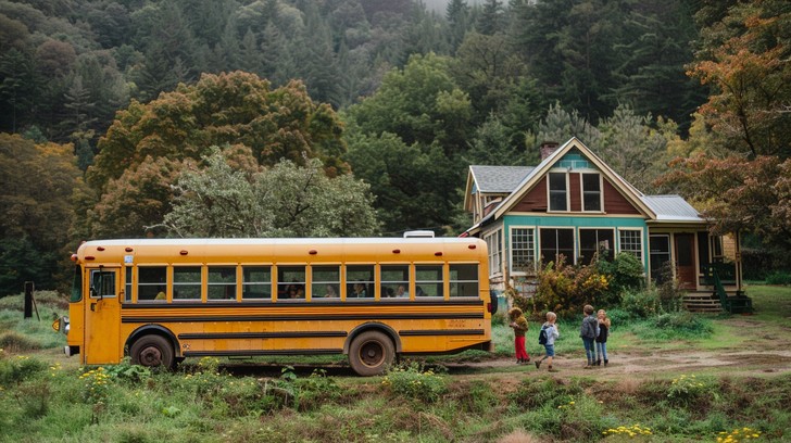 Countryside School Rural Free Rustic Countryside Living Photo - Schoolbus, Countryside, Children ...