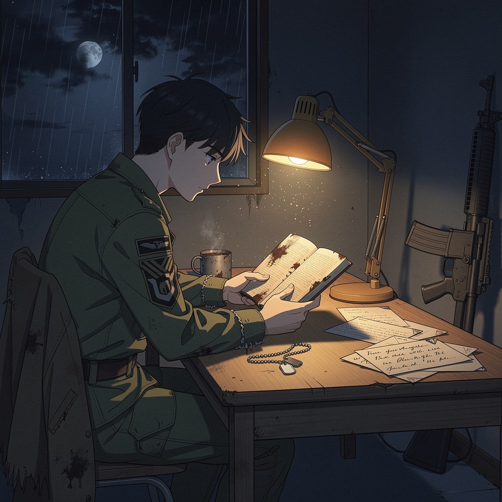 Free Soldier Reading Peacefully Image - Soldier, Anime, Reading ...