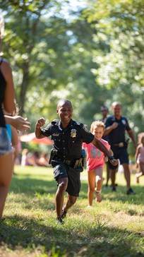 Police Cheering Free Joyful Community Policing Image - Policeman, Children, Park ...