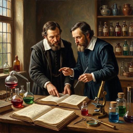 Scientists Workspace Renaissance Free Scientific Consultation Scene Image - Laboratory, Scientists ...