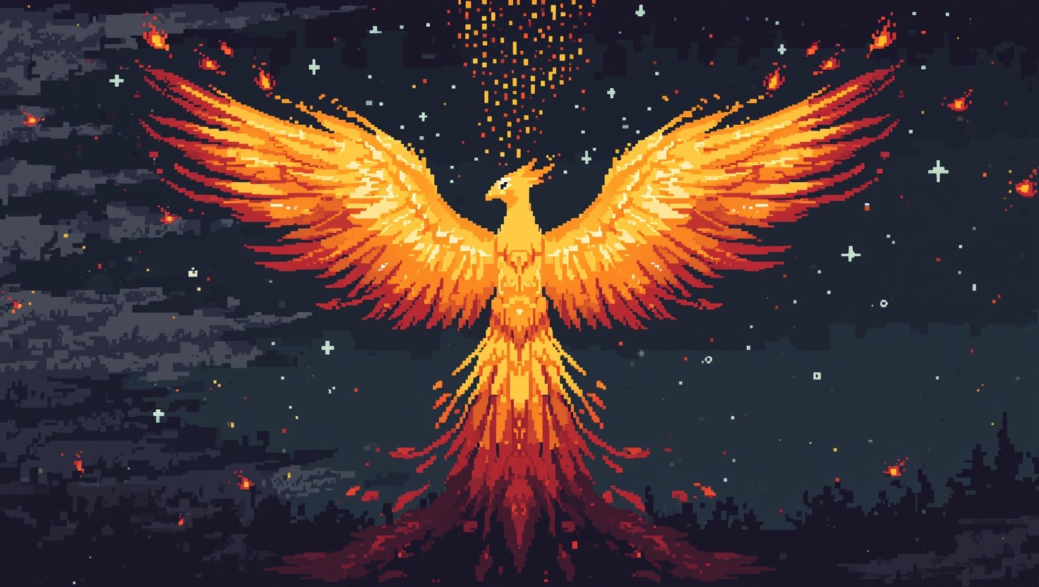 Free Pixel Phoenix Rising Photo - Phoenix, Firebird, Pixel | Download ...