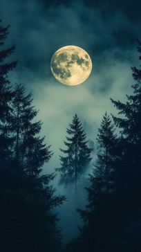 Free Mystical Moonlit Forest Image - Moon, Trees, Night | Download at ...