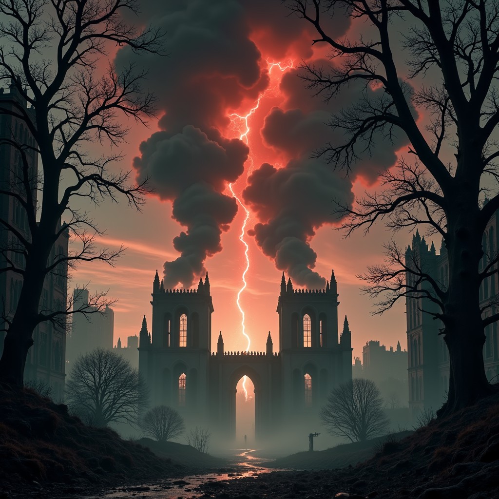 Free Apocalyptic Gothic Cathedral Image - Gothic, Cathedral, Lightning ...