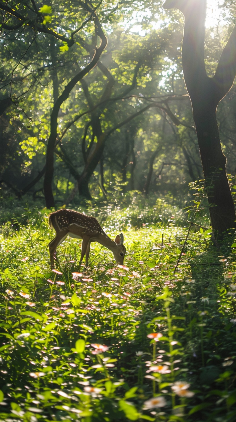 Free Deer in Forest Image - Deer, Forest, Sunlight | Download at StockCake