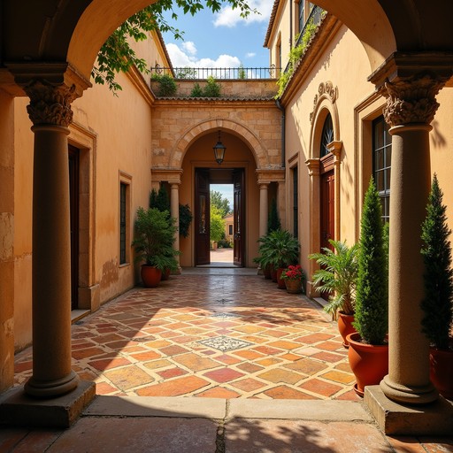 Free Sun-drenched Mediterranean courtyard Image - Courtyard ...