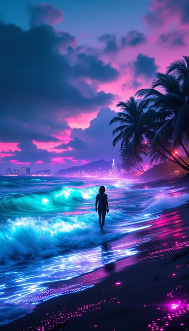 Free Neon Beach Dreamer Image - Cyberpunk, Neon, Beach | Download at ...