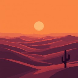 Free Desert Sunset Silhouette Image - Pixelart, Desert, Sunset ...