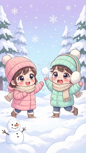 Download Chibi Snowball Fight Stock Images for Free | StockCake