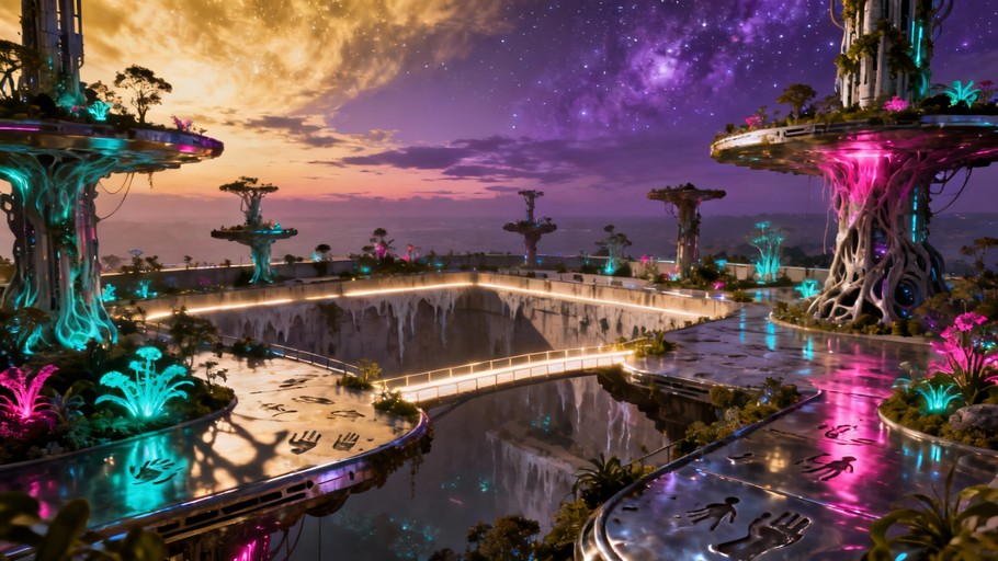Free Ethereal Sky Platforms Image - Futuristic, Bioluminescent ...