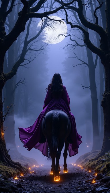 Fantasy Rider Steed Free Midnight Forest Rider Image - Purple, Horse, Forest | Download at ...
