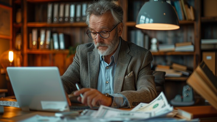 Man With Glasses Using Computer Download Senior Man Computing Image - Elderly, Computing, Library ...