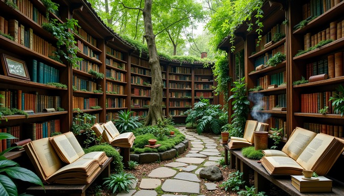 Free Literary Garden Sanctuary Image - Library, Garden, Books ...