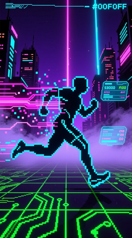 Free Neon Runner Sprinting Image - Cyberpunk, Neon, Pixel | Download at ...