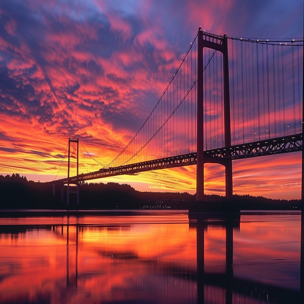 Free Stunning Sunset Bridge Image - Sunset, Bridge, Reflection ...
