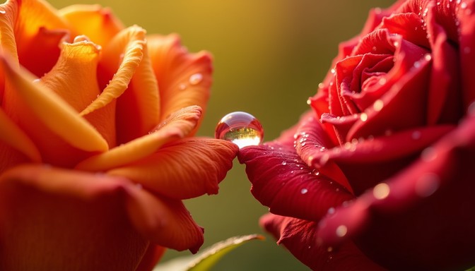 Free Droplet Connects Roses Image - Roses, Droplet, Macro | Download at ...