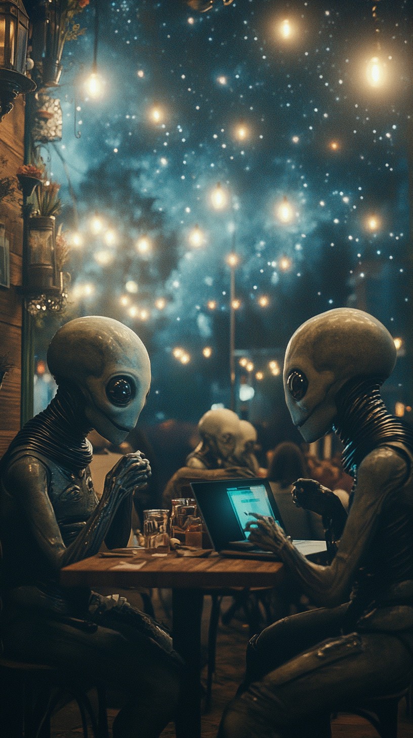 Free Aliens Enjoying Coffee Image - Aliens, Coffee, Laptop | Download ...