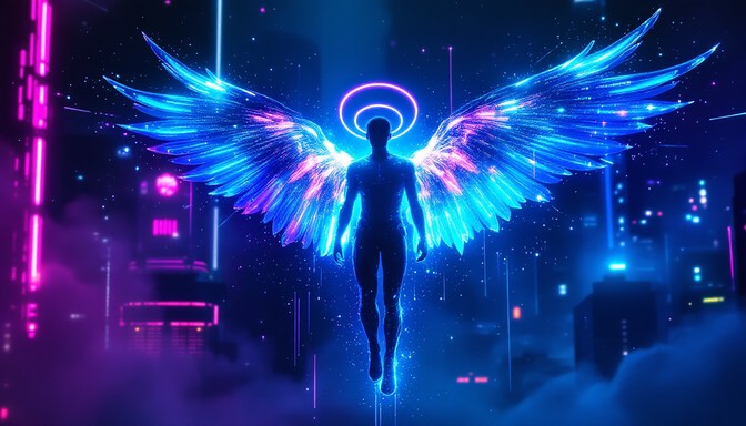 Free Neon Angel Soars Image | Download at StockCake