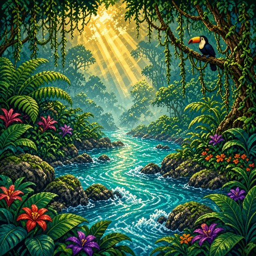 Download Pixel Art Jungle Image - Pixelart, Jungle, River | StockCake
