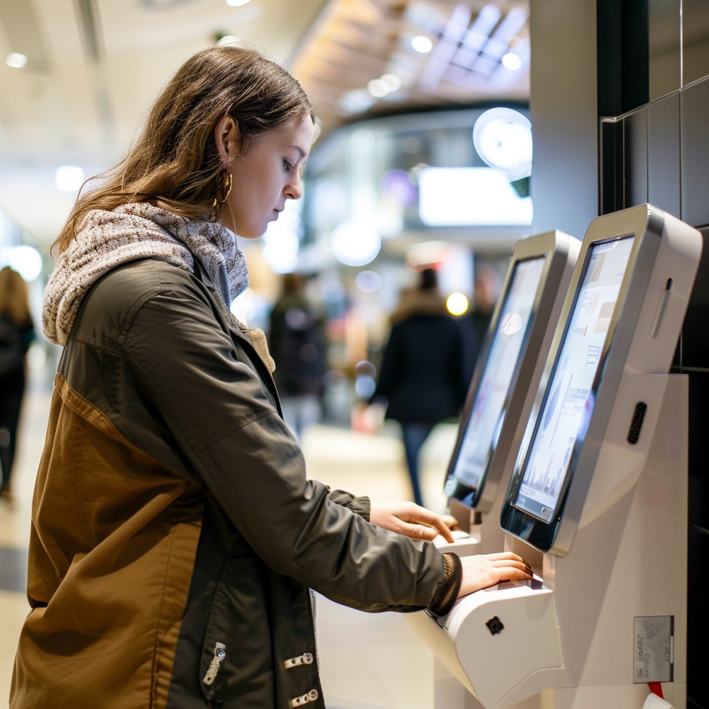Free Interactive Kiosk Usage Image - Woman, Kiosk, Technology ...
