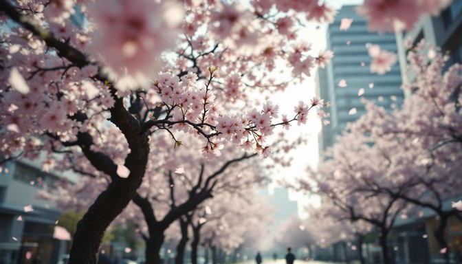 City In Spring Free Blossoming Urban Spring Image - Spring, Cityscape, Cherry Blossoms ...